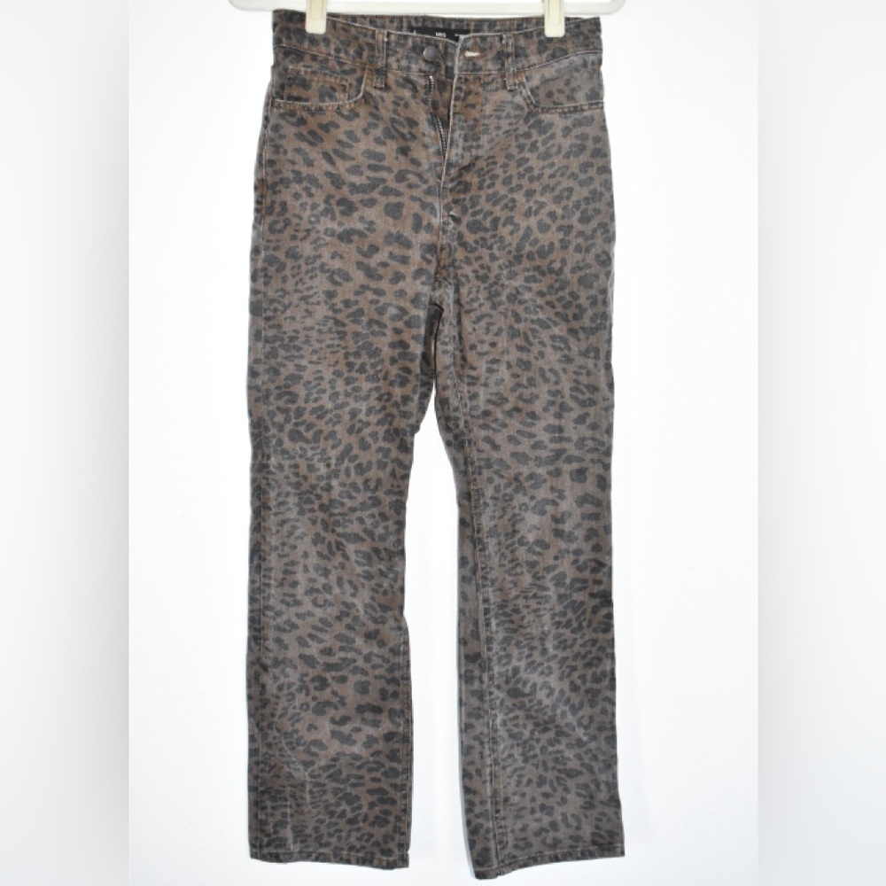 Mango MNG Animal Leopard Print Straight Leg Jean Trousers size 4